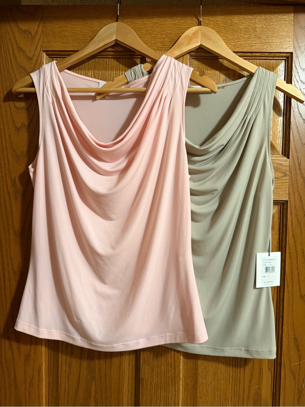 Two Calvin Klein Women's Drape Neck Tank Tops - size medium
